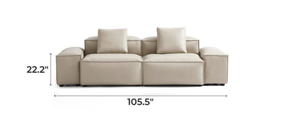 Cube Modular Beige Genuine Leather Sofa