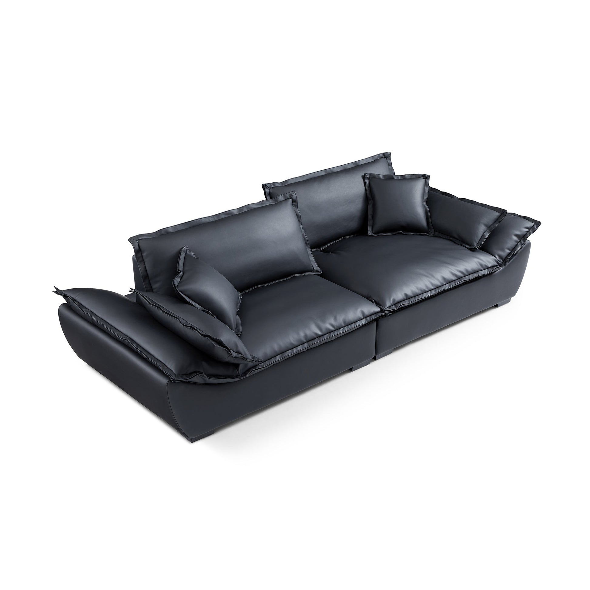 Casper Sailboat Leather Sofa-Black