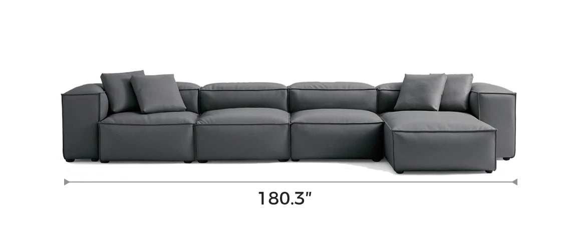 Cube Modular Dark Gray Genuine Leather Sectional