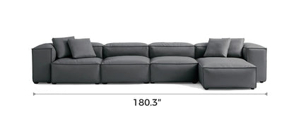 Cube Modular Dark Gray Genuine Leather Sectional