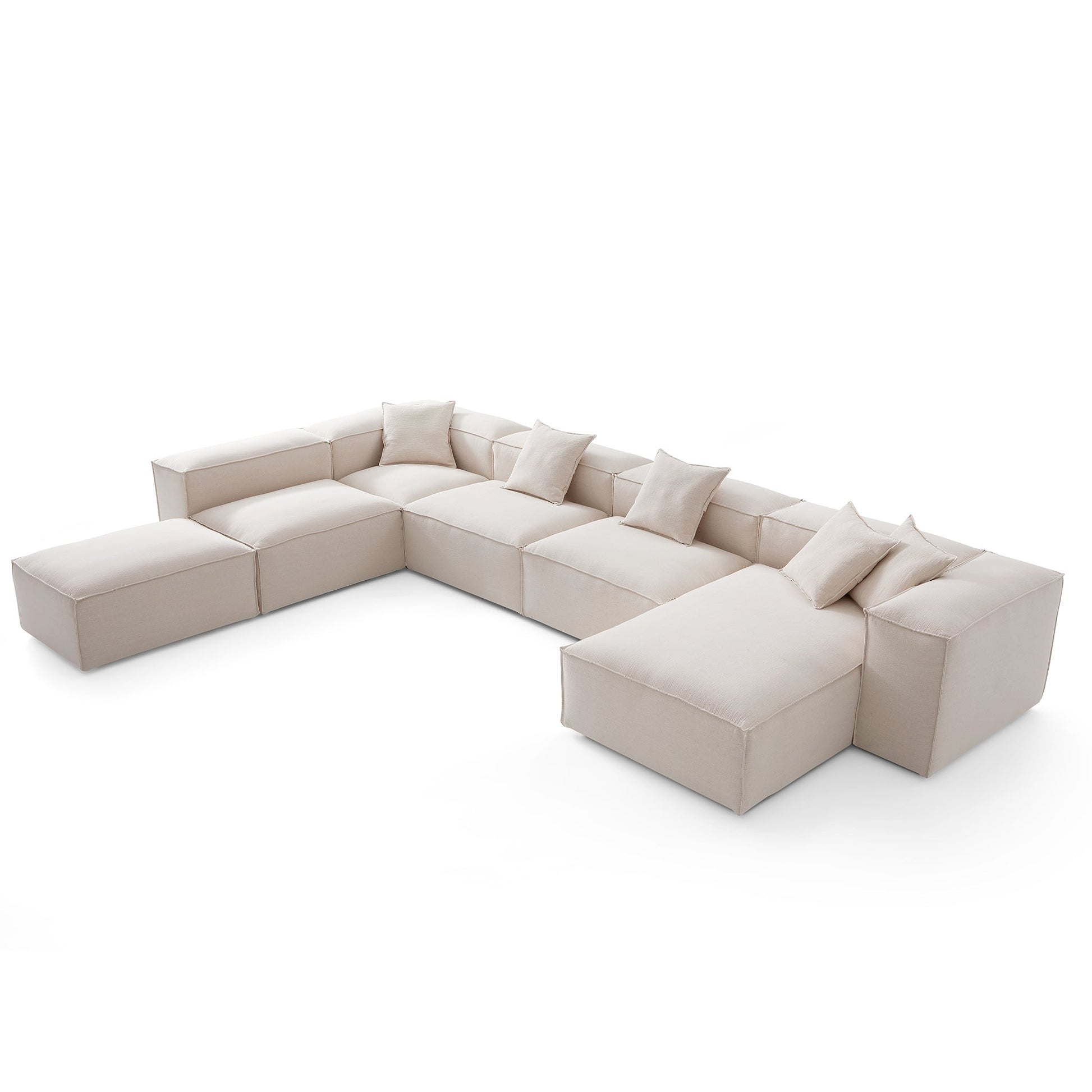 Freedom Modular Khaki Open End Sectional Sofa-Khaki-177.2"-High