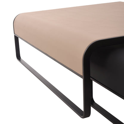 Modern Duet Coffee Table Set-39.4″ & 31.5″-Khaki & Black