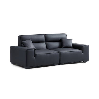 Domus High Back Modular Leather Sofa-Black-94.5"