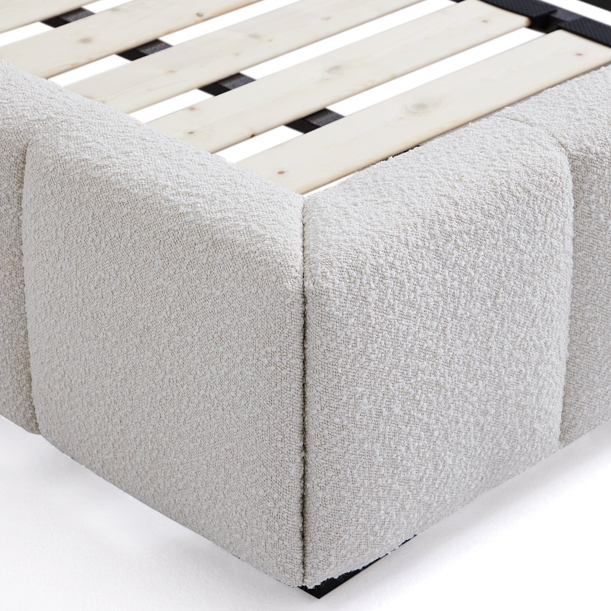 Cushy Boucle Fabric Bed-White