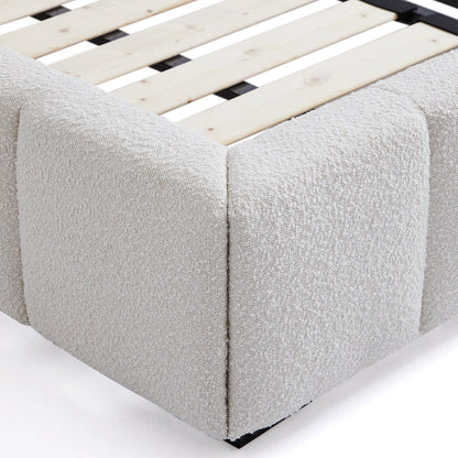 Cushy Boucle Fabric Bed-White