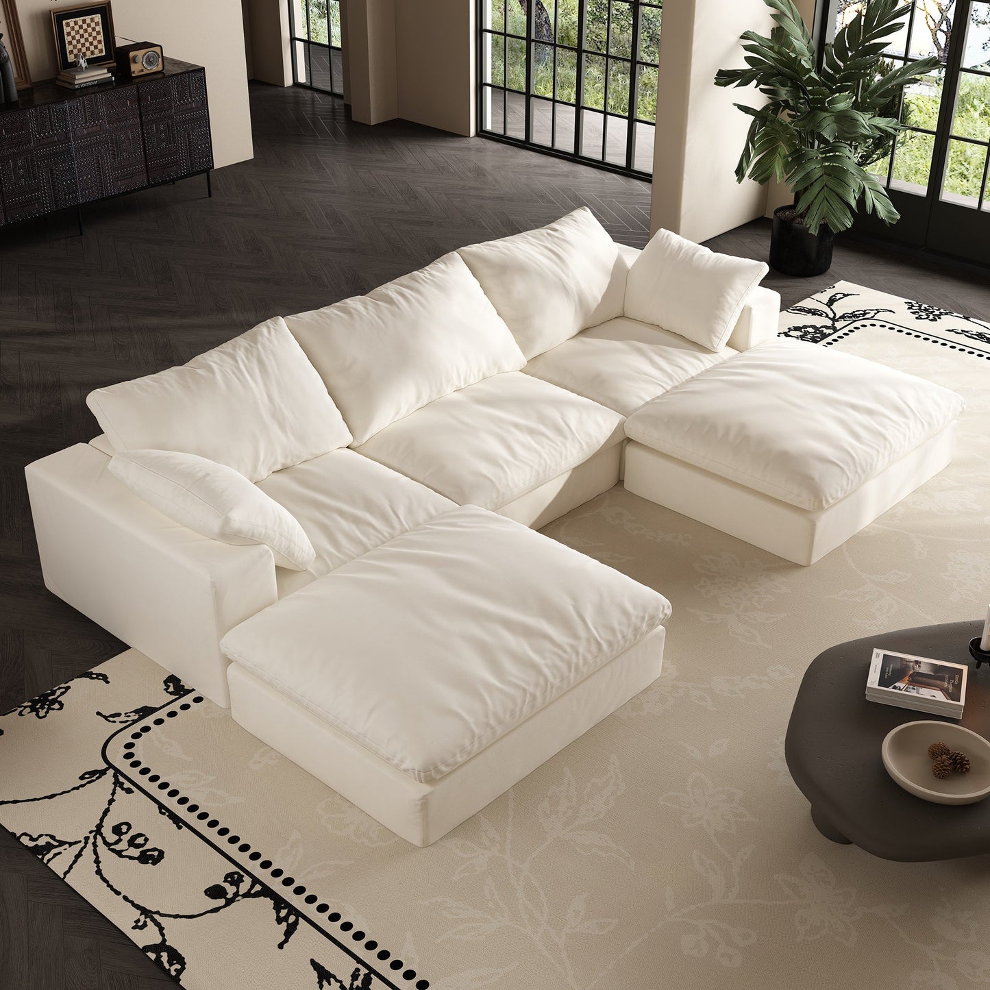 Lunna Modular U-Shaped with Ottoman Sofawhite / 120 inch u-shaped with ottoma