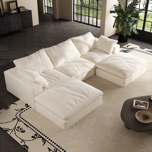 Lunna Modular U-Shaped with Ottoman Sofawhite / 120 inch u-shaped with ottoma