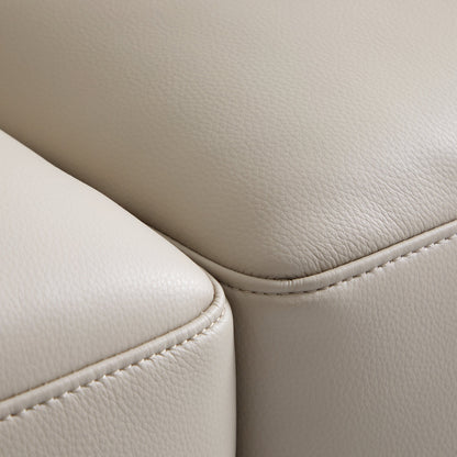 Noble Dark Gray Leather Sofa And Ottoman-Beige