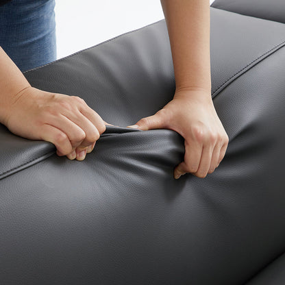 Noble Dark Gray Leather Sofa Set and Ottoman-Dark Gray