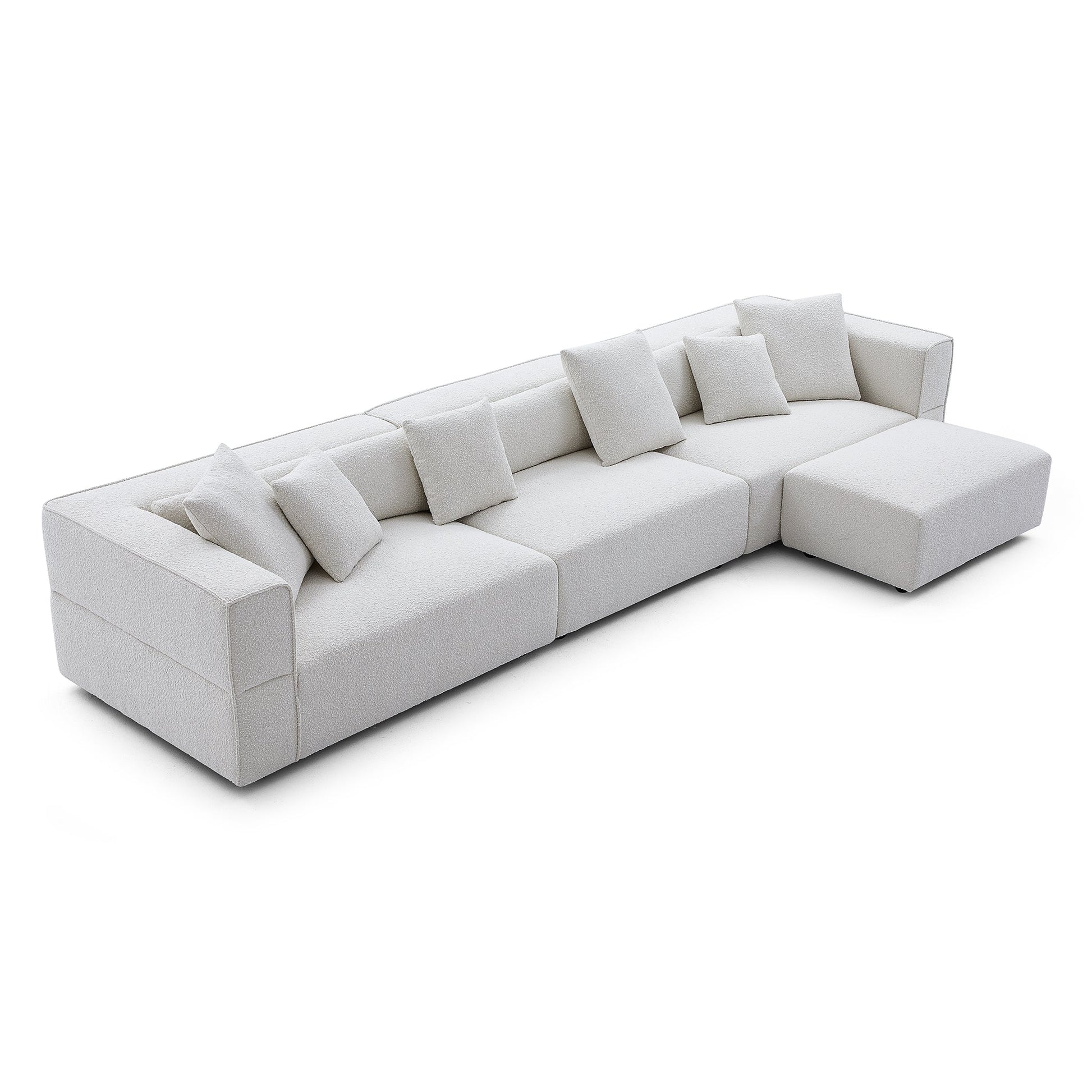 Nordic Modern Creamy Sofa with Ottoman-hidden