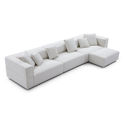Nordic Modern Creamy Sofa with Ottoman-hidden