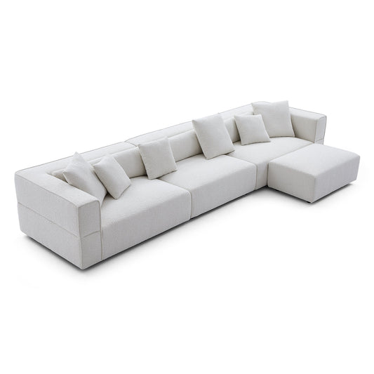 Nordic Modern Creamy Sofa with Ottoman-hidden