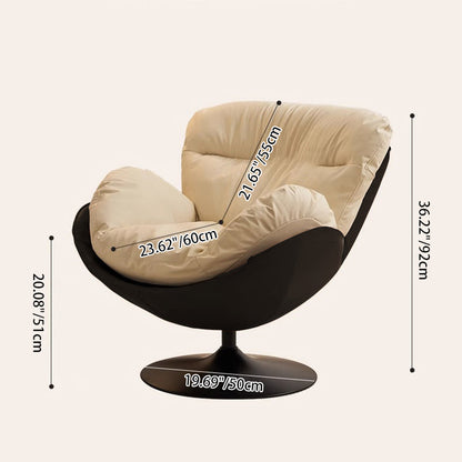 Contemporary Nordic Cat-Scratch Leather Metal Curved Round-Base Swivel Lounge Chair With Backrest For Living Room