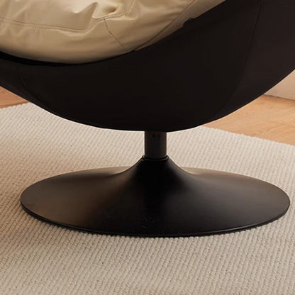 Contemporary Nordic Cat-Scratch Leather Metal Curved Round-Base Swivel Lounge Chair With Backrest For Living Room