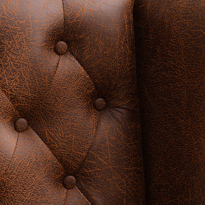 Traditional Vintage Rectangular PU Leather Suede Fabric Solid Wood Accent Chair Backrest Armrest For Living Room