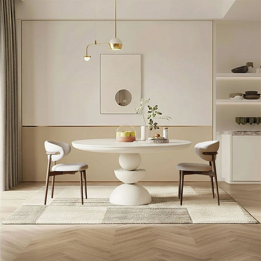 Modern Minimalist Fiberglass Round Dining Table For 4/8 Seats