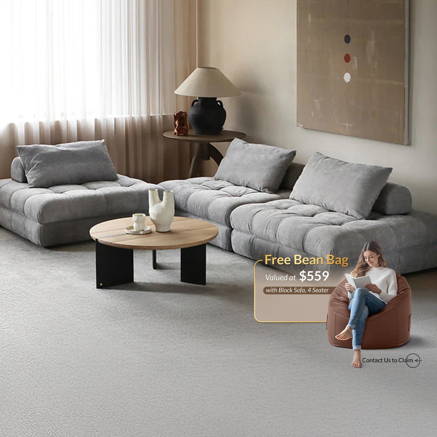 Block Modular Gray Sectional-Gray