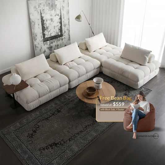 Block Modular White Sectional-White