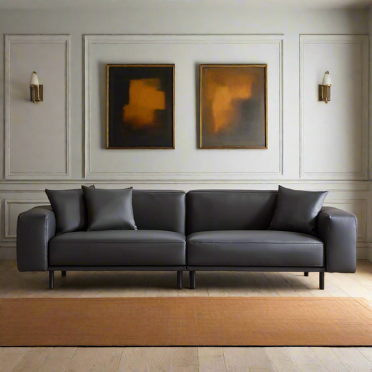 Canapé Noble en cuir gris foncé