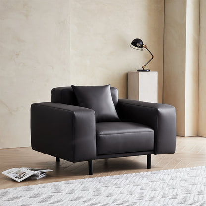 Noble Dark Gray Leather Armchair-Dark Gray