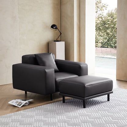 Noble Dark Gray Leather Armchair-Dark Gray