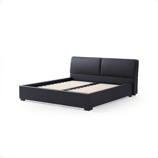 Domus Black Leather Bed