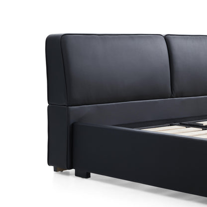 Domus Black Leather Bed
