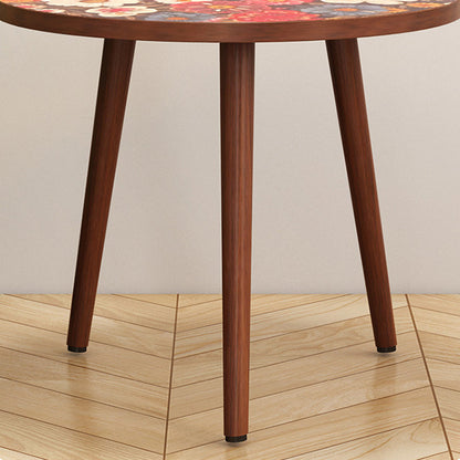 Traditional Vintage Round Floral Pattern Solid Wood Coffee Table 3-Legs For Living Room