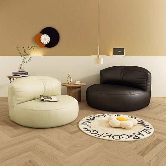 Contemporary Scandinavian Microfiber Leather EPS Round Curved Accent Chair With Backrest For Living Room