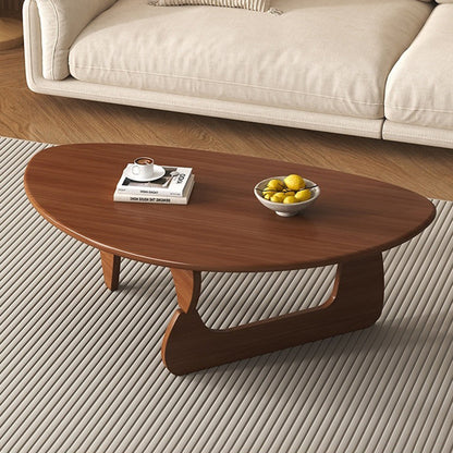 Traditional Japanese Rubberwood Rounded Triangle Coffee Table 1-Tier For Living Room