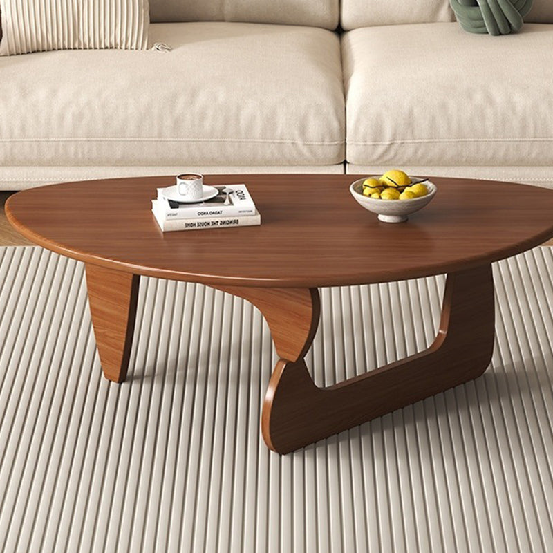 Traditional Japanese Rubberwood Rounded Triangle Coffee Table 1-Tier For Living Room
