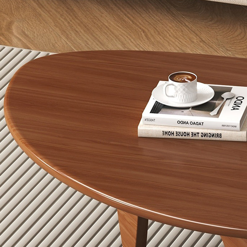 Traditional Japanese Rubberwood Rounded Triangle Coffee Table 1-Tier For Living Room