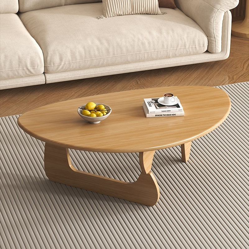 Traditional Japanese Rubberwood Rounded Triangle Coffee Table 1-Tier For Living Room