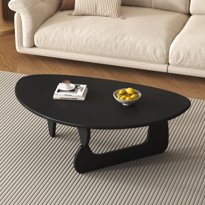 Traditional Japanese Rubberwood Rounded Triangle Coffee Table 1-Tier For Living Room