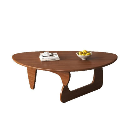 Traditional Japanese Rubberwood Rounded Triangle Coffee Table 1-Tier For Living Room