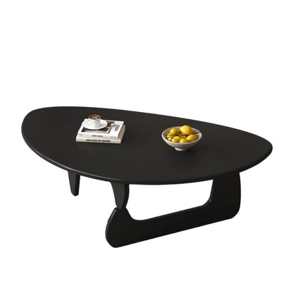 Traditional Japanese Rubberwood Rounded Triangle Coffee Table 1-Tier For Living Room
