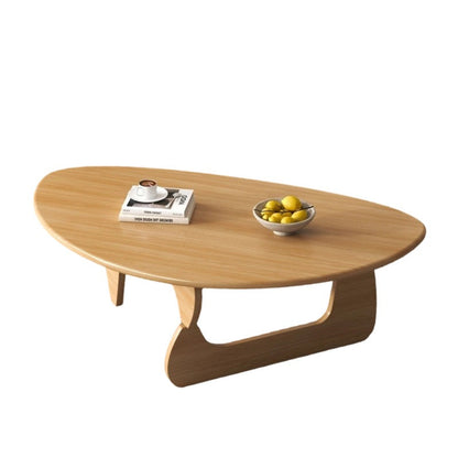 Traditional Japanese Rubberwood Rounded Triangle Coffee Table 1-Tier For Living Room