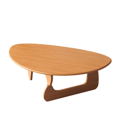 Traditional Japanese Rubberwood Rounded Triangle Coffee Table 1-Tier For Living Room