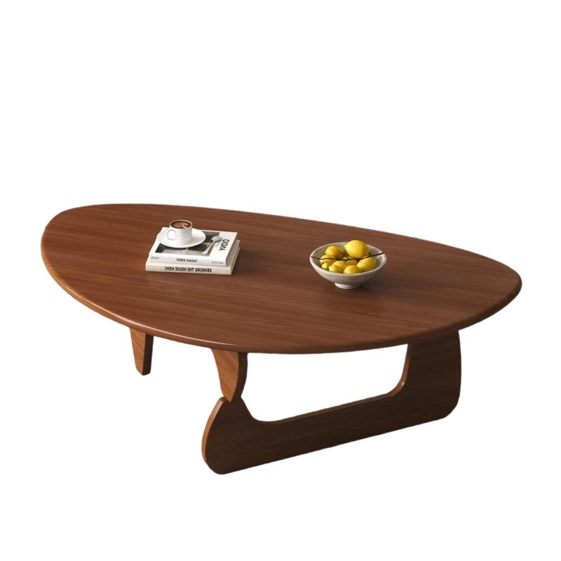 Traditional Japanese Rubberwood Rounded Triangle Coffee Table 1-Tier For Living Room