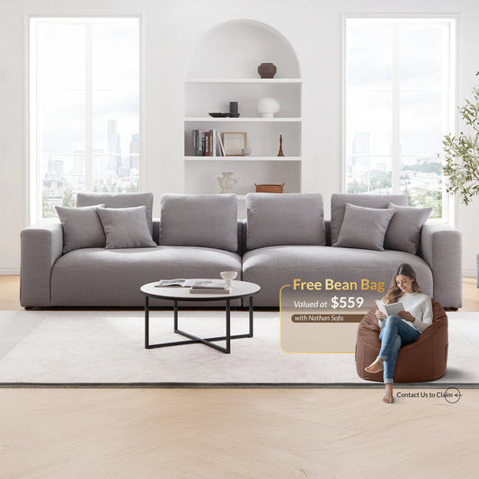 Nathan Modular Light Gray Polyester Fabric Sofa-Light Gray