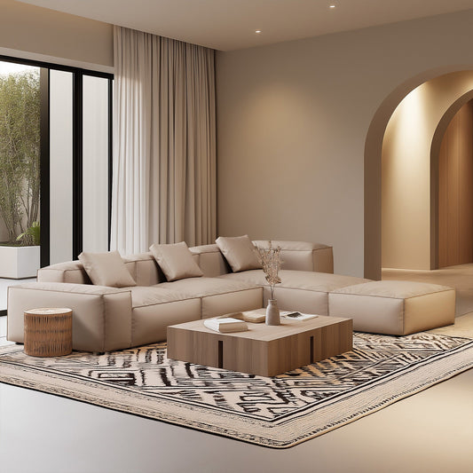 Flex Modular Khaki Genuine Leather Sectional-Khaki