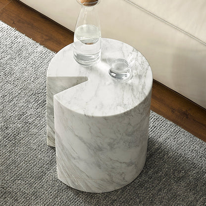 Seraphic Marble Round Side Table-White