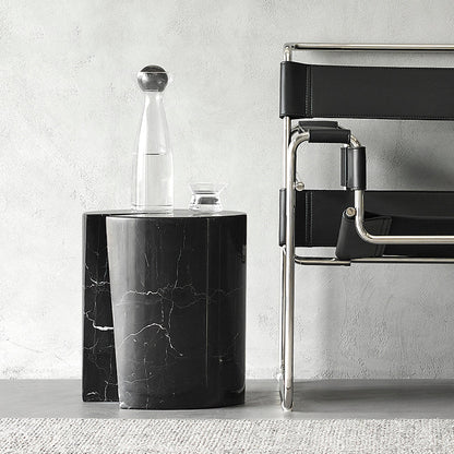 Seraphic Marble Round Side Table-Black