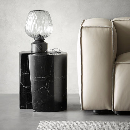 Seraphic Marble Round Side Table-Black