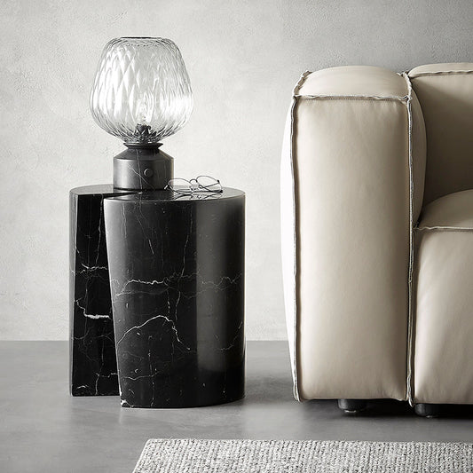 Seraphic Marble Round Side Table-Black