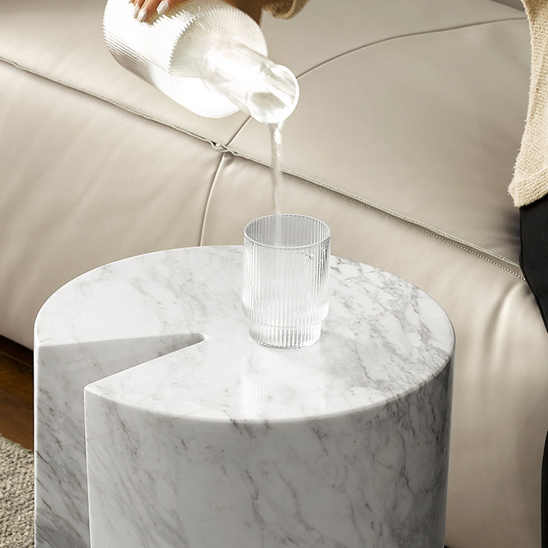 Seraphic Marble Round Side Table-White
