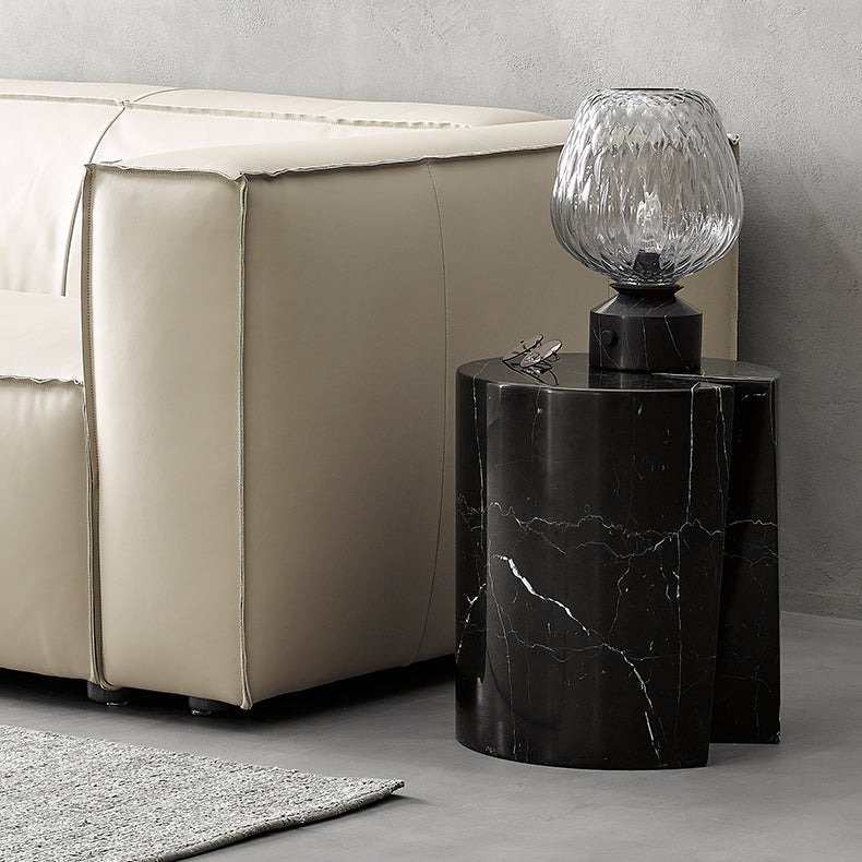 Seraphic Marble Round Side Table-Black