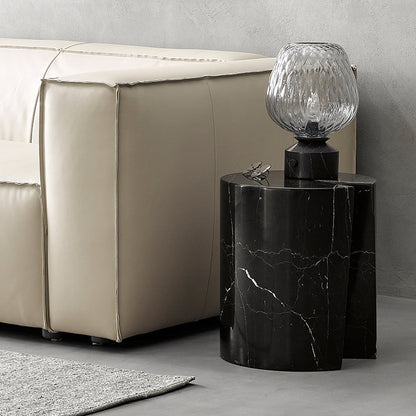 Seraphic Marble Round Side Table-Black