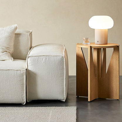 Vivid Oak Round Accent Side Table-17.8"