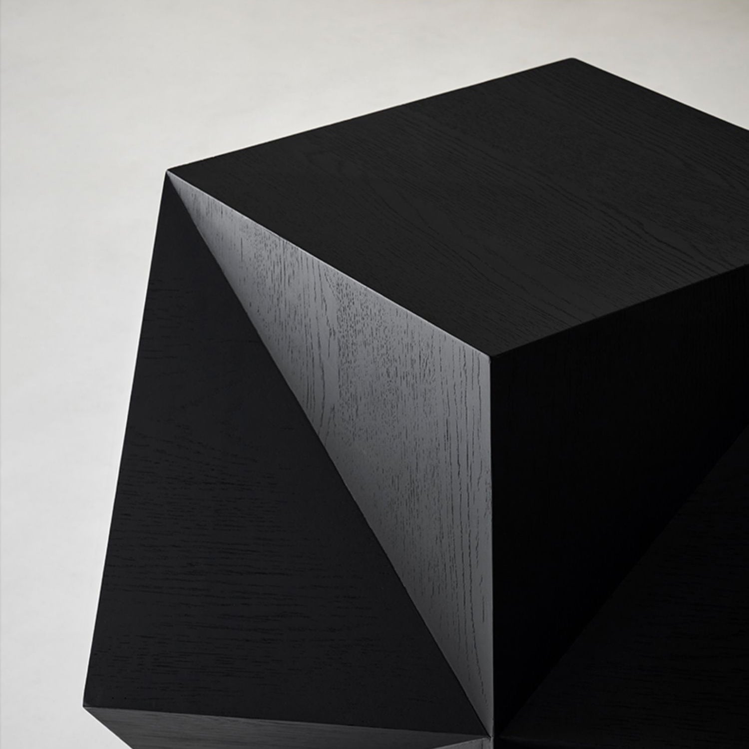 Polyhedron Walnut Wood Side Table-Black